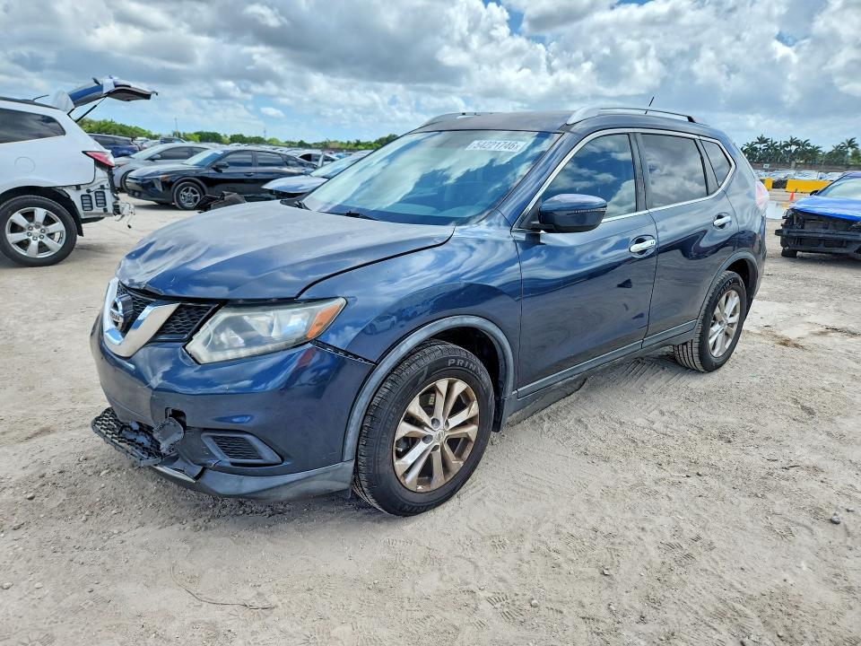 2016 Nissan Rogue VIN KNMAT2MT5GP634384 COPART salvage auction — FRONT END, Fl - Cert Of Title Slvg Rebuildable, sold $800 on 2026-07-13 (photo 1)