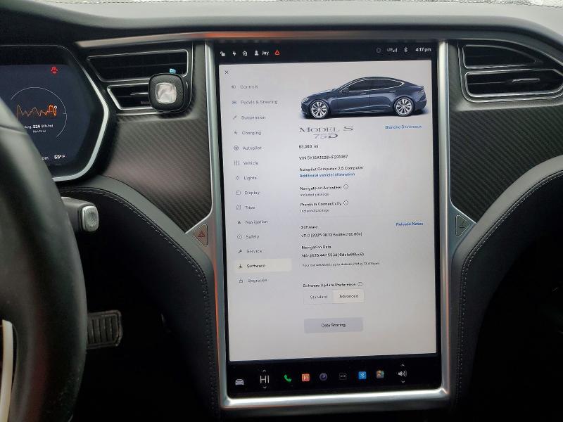 2017 Tesla VIN 5YJSA1E28HF231067 COPART salvage auction — FRONT END, Wa - Bill Of Sale, sold $6,300 on 2026-07-06 (photo 9)