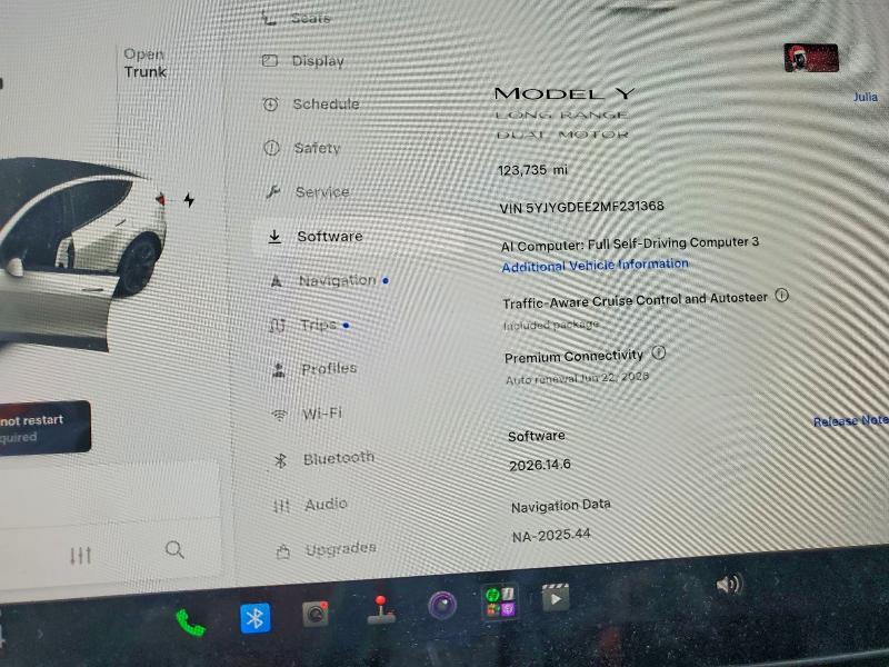 2021 Tesla Model y VIN 5YJYGDEE2MF231368 COPART salvage auction — FRONT END, Ca - Salvage Certificate, sold $5,600 on 2026-07-20 (photo 9)