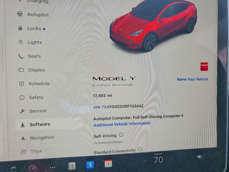 2024 Tesla Model y VIN 7SAYGDED0RF133442 COPART salvage auction — FRONT END, Mo - Salvage Certificate Of Title, sold $9,300 on 2026-07-09 (photo 9)