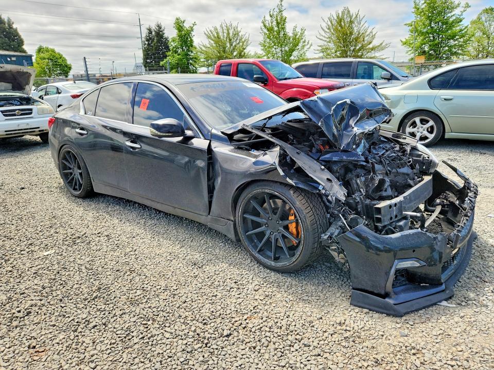 2014 Infiniti VIN JN1BV7AP2EM671526 COPART salvage auction — FRONT END, Or - Salvage Title Certificate, sold $200 on 2026-07-21 (photo 4)