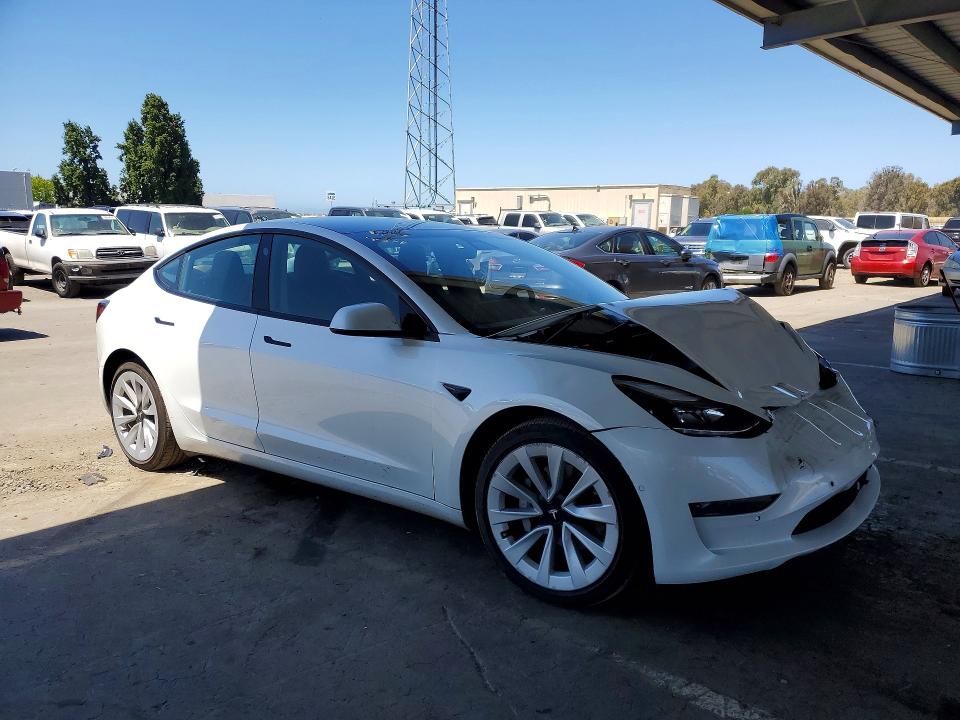 2022 Tesla Model 3 VIN 5YJ3E1EA8NF121387 COPART salvage auction — FRONT END, Ca - Salvage Certificate, sold $4,800 on 2026-07-23 (photo 4)