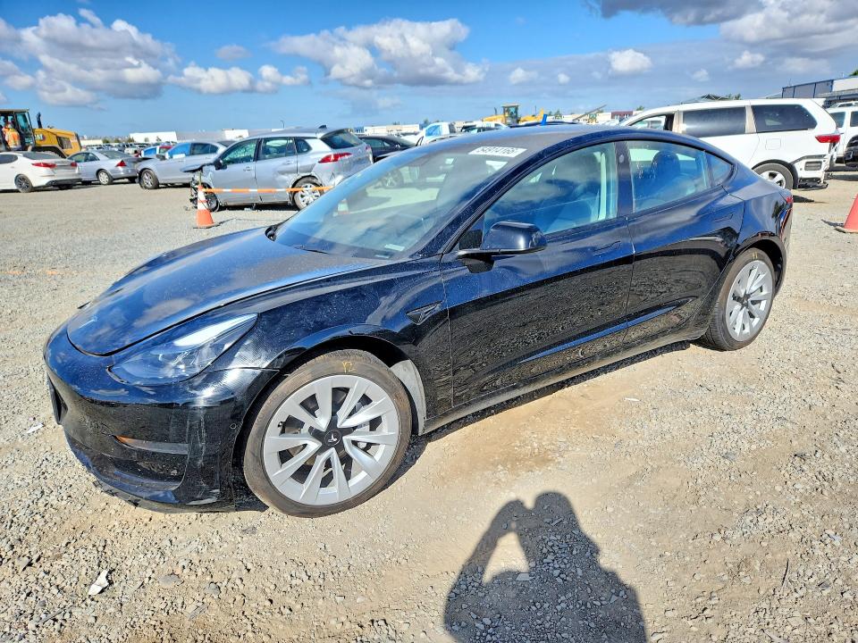 2022 Tesla Model 3 VIN 5YJ3E1EA0NF135025 COPART salvage auction — FRONT END, CA - SALVAGE CERTIFICATE, sold $7,900 on 2026-07-24 (photo 1)