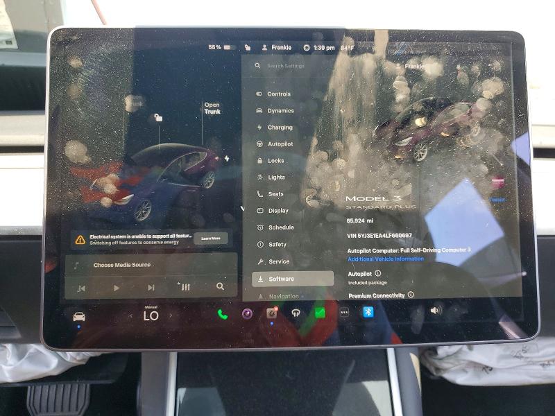 2020 Tesla Model 3 VIN 5YJ3E1EA4LF660697 COPART salvage auction — FRONT END, Salvage Title, sold $150 on 2026-07-21 (photo 9)
