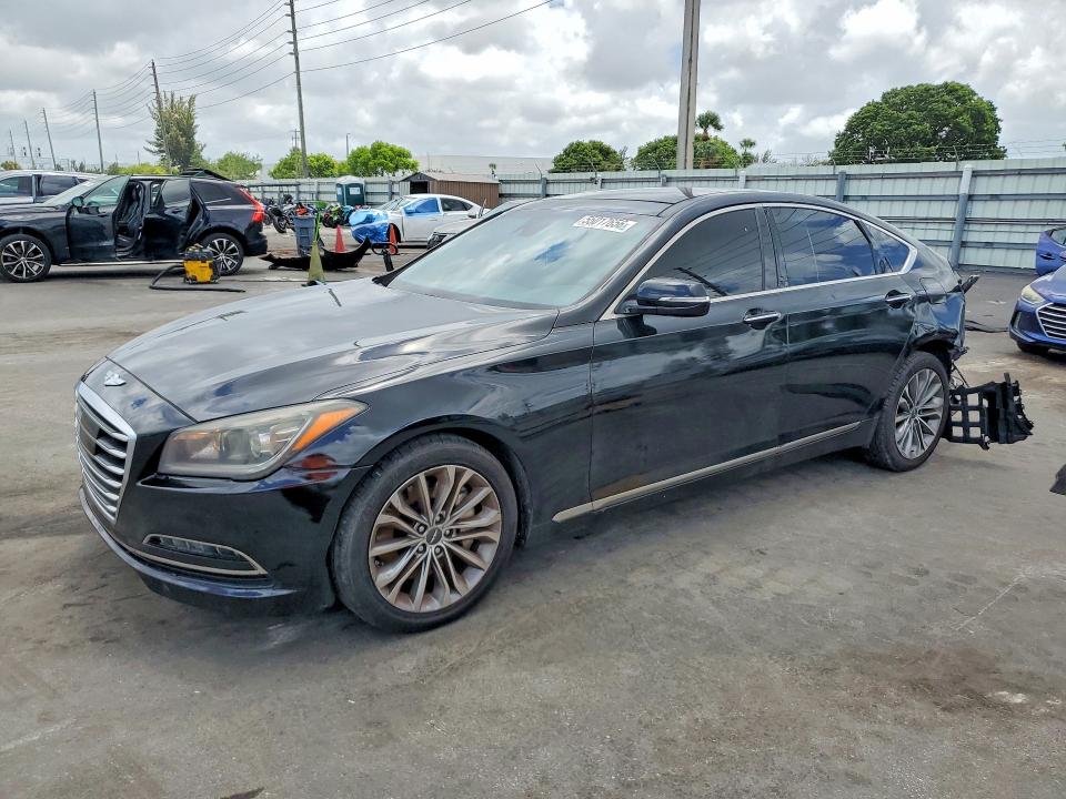 2015 Hyundai Genesis VIN KMHGN4JE7FU040283 COPART salvage auction — REAR END, Fl - Cert Of Ttl-Rebuilt&Slvg Rbld, sold $1,200 on 2026-07-13 (photo 1)