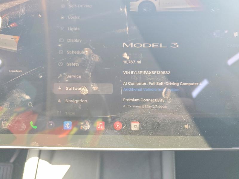 2025 Tesla Model 3 VIN 5YJ3E1EAXSF139532 COPART salvage auction — FRONT END, Ca - Salvage Certificate, sold $200 on 2026-07-23 (photo 9)