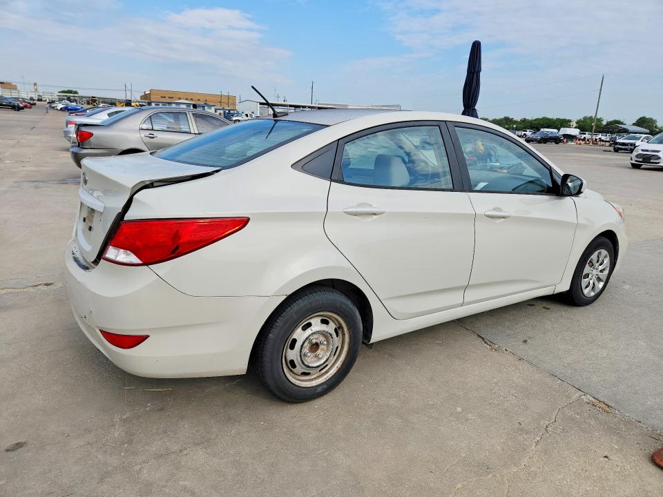 2016 Hyundai Accent VIN KMHCT4AE0GU043886 COPART salvage auction — REAR END, TX - CERT OF TITLE-REBUILT SALVAGE, sold $675 on 2026-07-16 (photo 3)