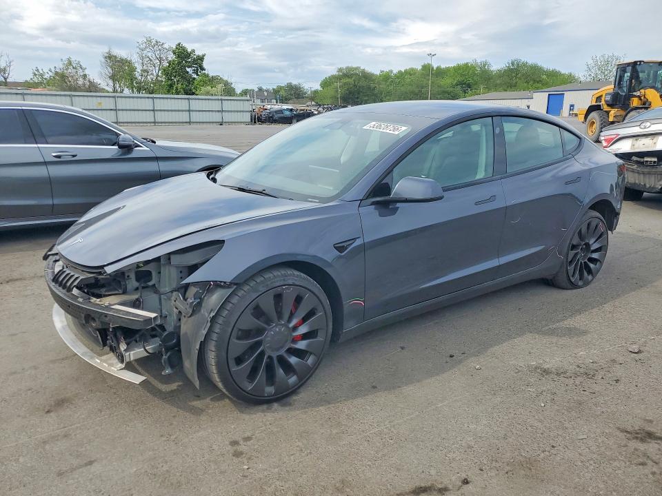 2022 Tesla Model 3 VIN 5YJ3E1EC2NF266314 COPART salvage auction — FRONT END, Nj - Cert Of Title-Salvage, sold $6,300 on 2026-07-21 (photo 1)