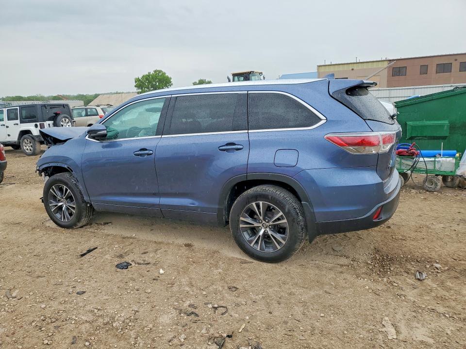 2016 Toyota Highlander VIN 5TDJKRFH9GS504862 COPART salvage auction — FRONT END, Mo - Salvage Certificate Of Title, sold $6,600 on 2026-07-23 (photo 2)