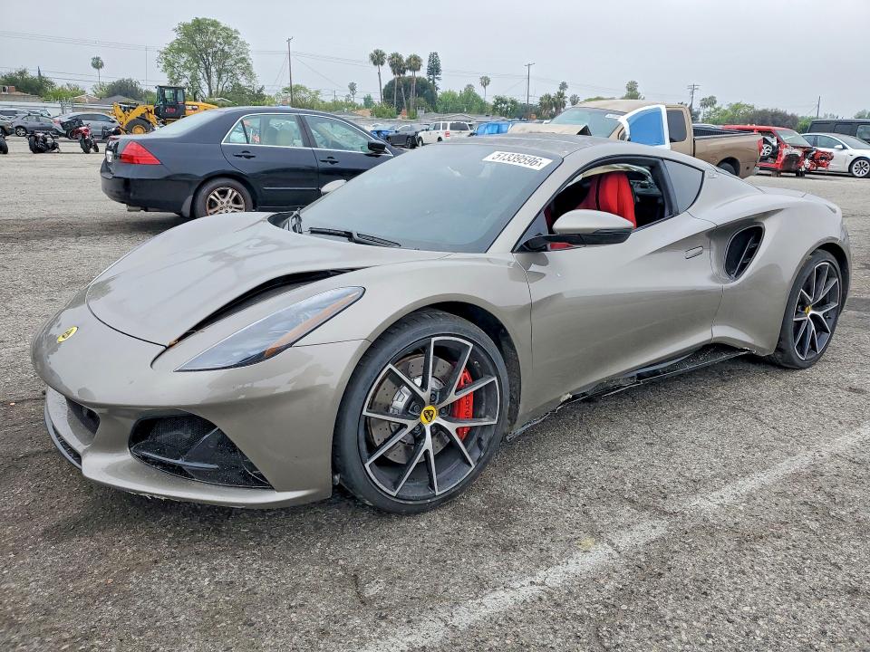 2025 Lotus Emira VIN SCCLEJAX6SHB10220 COPART salvage auction — REAR END, Ca - Salvage Certificate, sold $43,500 on 2026-07-02 (photo 1)