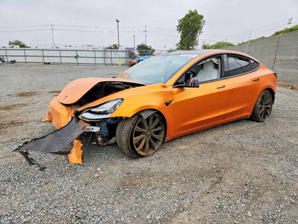 2018 Tesla Model 3 VIN 5YJ3E1EB9JF080772 COPART salvage auction — FRONT END, Salvage Title, sold $3,100 on 2026-08-04 (photo 1)