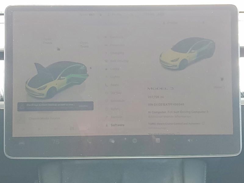 2023 Tesla Model 3 VIN 5YJ3E1EA7PF496948 COPART salvage auction — FRONT END, Ca - Salvage Certificate, sold $2,800 on 2026-07-15 (photo 9)