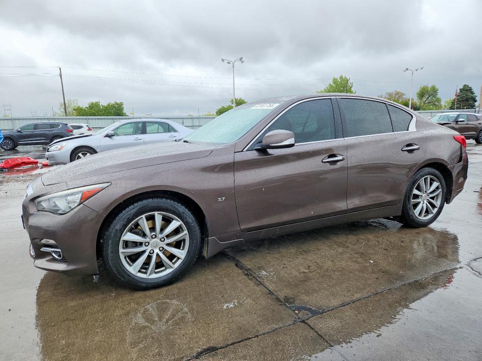 2014 Infiniti VIN JN1BV7AR9EM706886 COPART salvage auction — REAR END, Mn - Cert Of Title-Salvage, sold $1,200 on 2026-07-13 (photo 1)