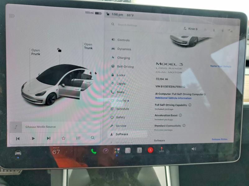 2020 Tesla Model 3 VIN 5YJ3E1EB9LF650112 COPART salvage auction — SIDE, Ca - Salvage Certificate, sold $9,600 on 2026-07-07 (photo 9)