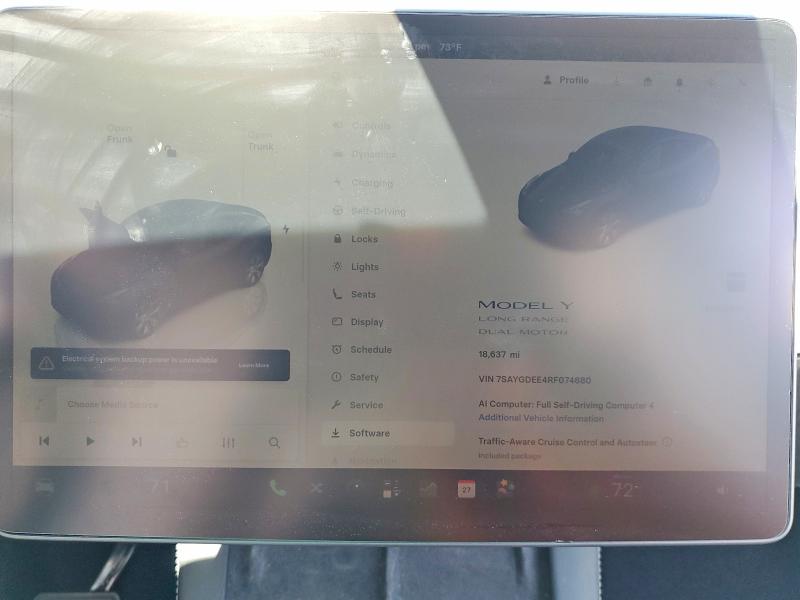 2024 Tesla Model y VIN 7SAYGDEE4RF074680 COPART salvage auction — SIDE, Or - Salvage Title Certificate, sold $14,600 on 2026-08-04 (photo 9)