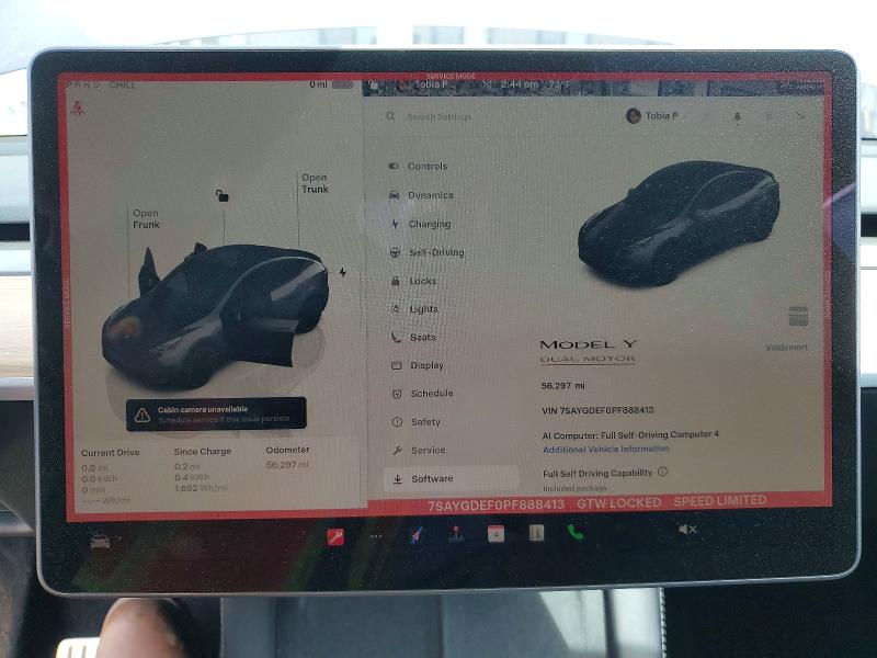 2023 Tesla VIN 7SAYGDEF0PF888413 COPART salvage auction — REAR END, Ca - Salvage Certificate, sold $10,500 on 2026-07-09 (photo 9)