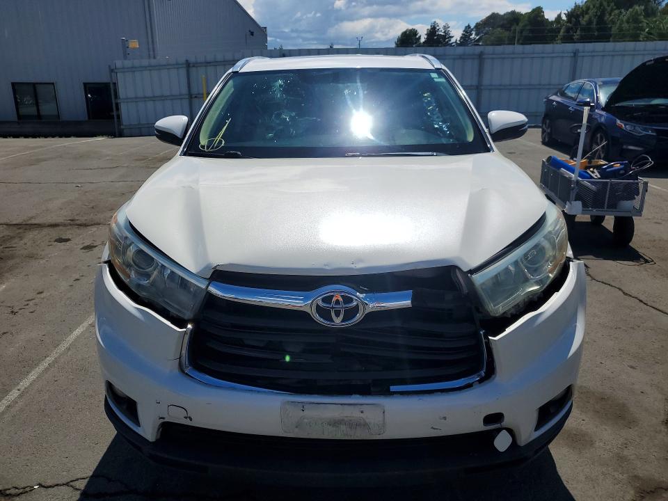 2015 Toyota Highlander VIN 5TDJKRFH8FS193522 COPART salvage auction — FRONT END, Ca - Salvage Certificate, sold $6,300 on 2026-07-06 (photo 5)