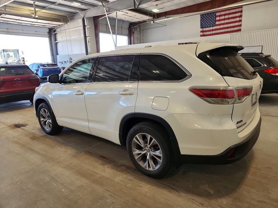 2016 Toyota Highlander VIN 5TDBKRFH9GS251160 COPART salvage auction — HAIL, Mn - Cert Of Title-Salvage, sold $5,800 on 2026-07-28 (photo 2)