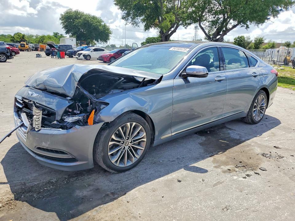 2015 Hyundai Genesis VIN KMHGN4JE4FU028558 COPART salvage auction — FRONT END, Fl - Cert Of Title Slvg Rebuildable, sold $2,200 on 2026-07-28 (photo 1)