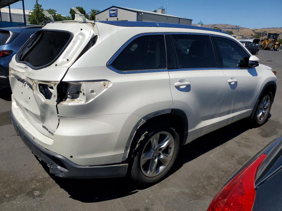 2015 Toyota Highlander VIN 5TDDKRFH1FS103446 COPART salvage auction — REAR END, Ca - Salvage Certificate, sold $9,100 on 2026-07-14 (photo 3)