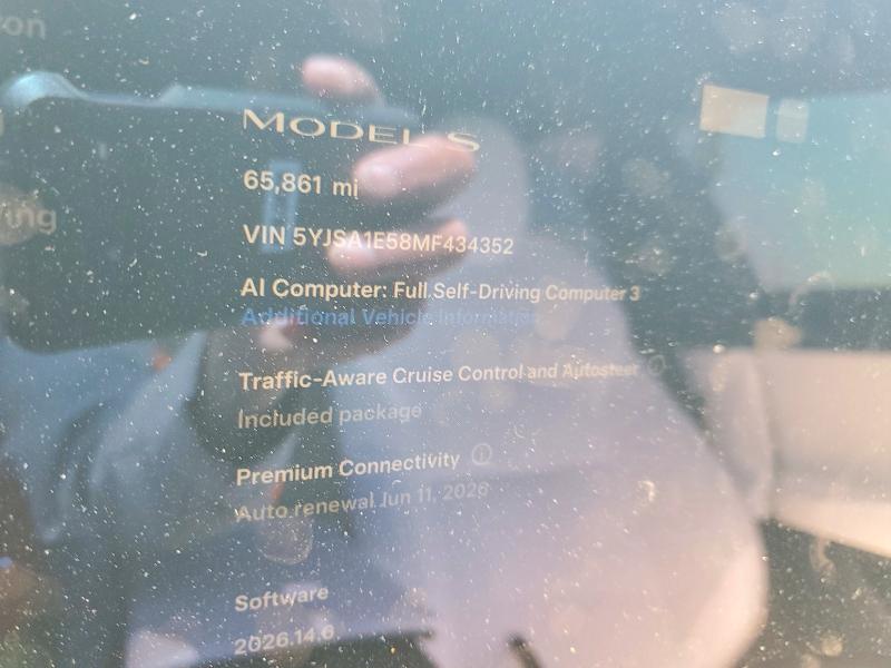 2021 Tesla Model s VIN 5YJSA1E58MF434352 COPART salvage auction — FRONT END, Ca - Salvage Certificate, sold $8,200 on 2026-07-21 (photo 9)