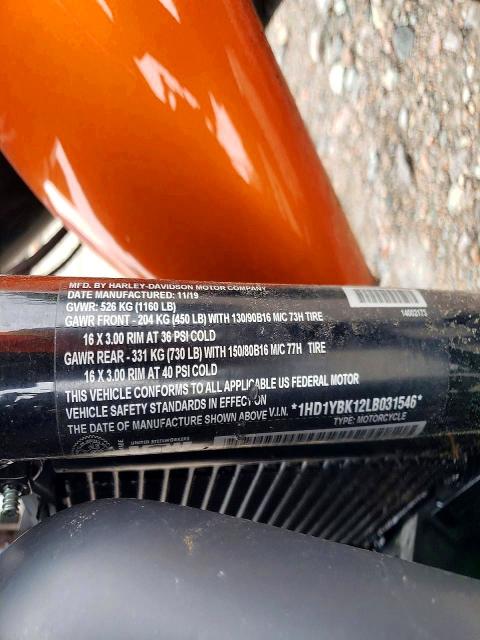 2020 Harley-davidson Flhcs VIN 1HD1YBK12LB031546 COPART salvage auction — ALL OVER, GA - CERT OF TITLE-SALVAGE, sold $3,450 on 2026-07-09 (photo 8)