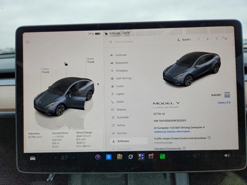 2025 Tesla Model y VIN 7SAYGDED0SF253523 COPART salvage auction — SIDE, Ca - Salvage Certificate, sold $13,600 on 2026-07-24 (photo 9)