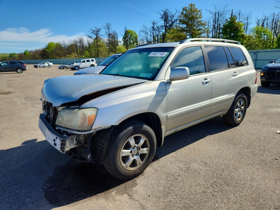 2004 Toyota Highlander VIN JTEEP21AX40011884 COPART salvage auction — FRONT END, NY - MV-907A SALVAGE CERTIFICATE, sold $700 on 2026-07-13 (photo 1)