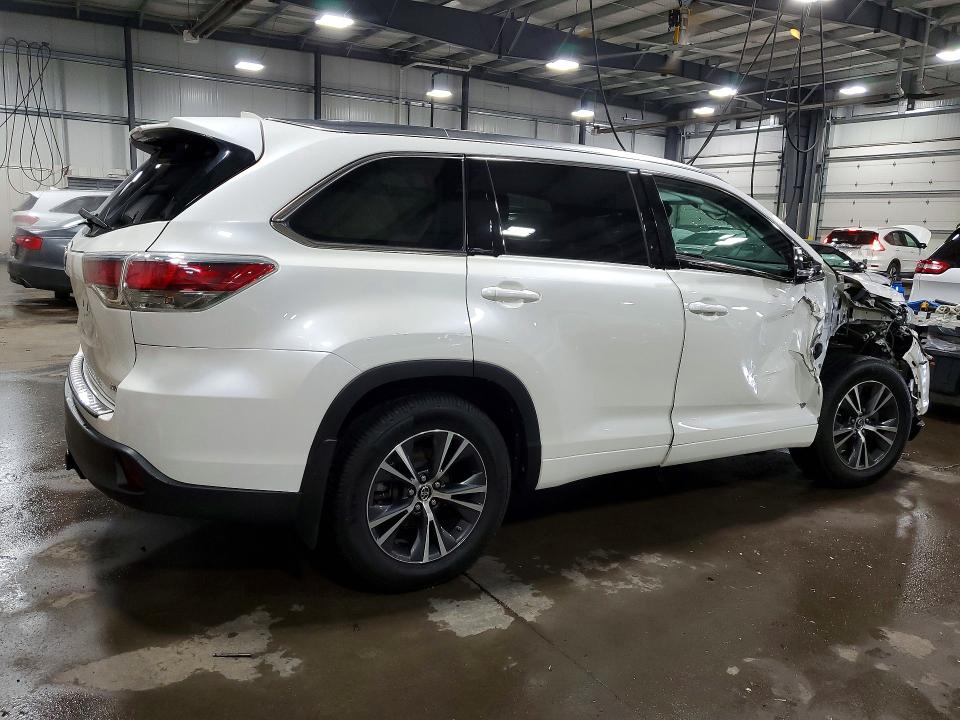 2016 Toyota Highlander VIN 5TDJKRFH5GS352739 COPART salvage auction — FRONT END, Mn - Cert Of Title-Salvage, sold $250 on 2026-07-21 (photo 3)