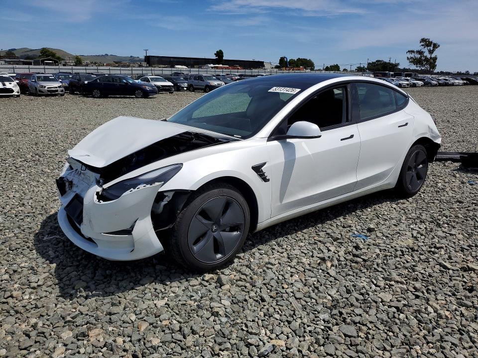 2023 Tesla Model 3 VIN 5YJ3E1EA9PF506430 COPART salvage auction — REAR END, Ca - Salvage Certificate, sold $4,500 on 2026-07-13 (photo 1)