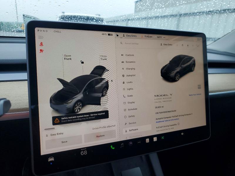 2022 Tesla Model y VIN 7SAYGDEE1NA015450 COPART salvage auction — REAR END, Nc - Salvage Certificate Of Title, sold $4,550 on 2026-07-29 (photo 9)