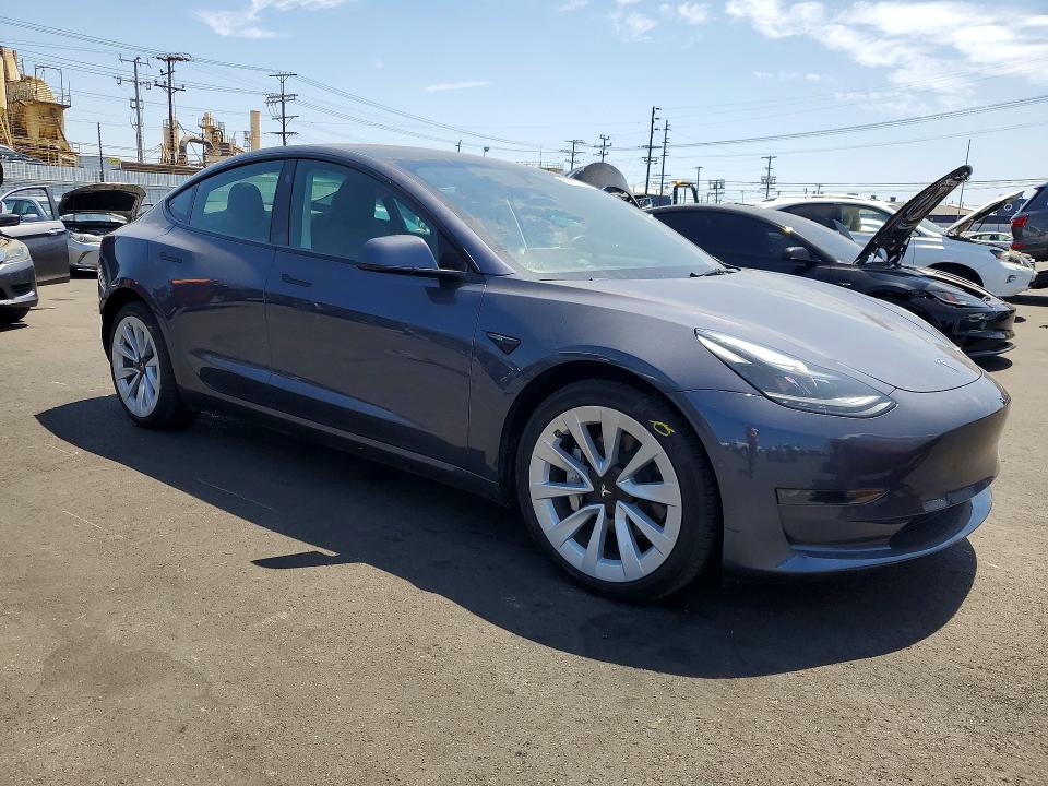 2022 Tesla VIN 5YJ3E1EA3NF361950 COPART salvage auction — REAR END, Ca - Salvage Certificate, sold $7,300 on 2026-07-15 (photo 4)
