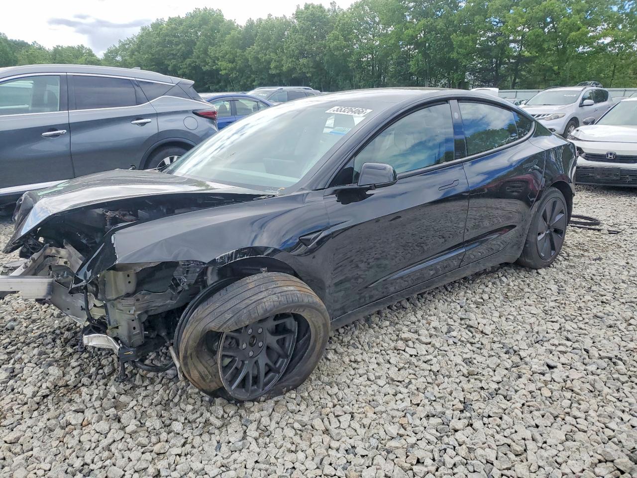 2024 Tesla Model 3 VIN 5YJ3E1EB2RF822019 COPART salvage auction — Front End, MA - CERTIFICATE OF TITLE (P), sold $6,700 on 2026-07-01 (photo 1)