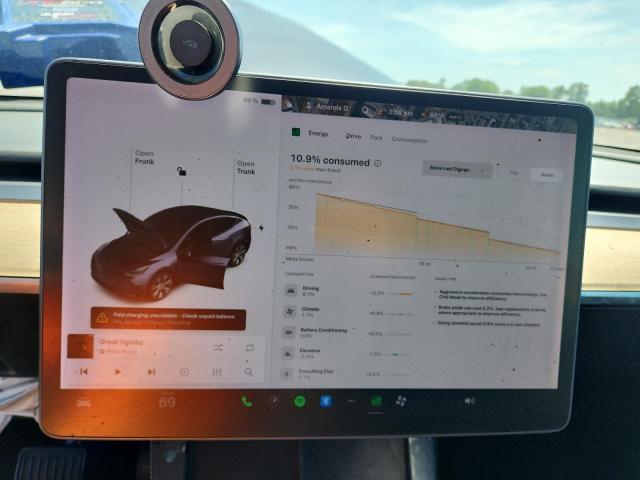 2021 Tesla Model y VIN 5YJYGDEE2MF198484 COPART salvage auction — FRONT END, Nc - Salvage Certificate Of Title, sold $6,600 on 2026-07-14 (photo 9)