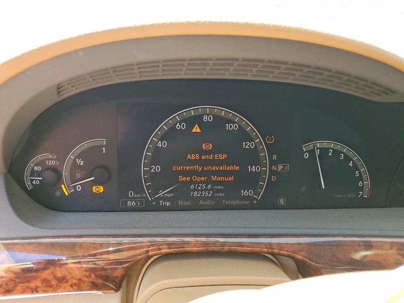 2007 Mercedes-benz S class VIN WDDNG71X87A039080 COPART salvage auction — VANDALISM, Ca - Salvage Certificate, sold $175 on 2026-07-23 (photo 9)