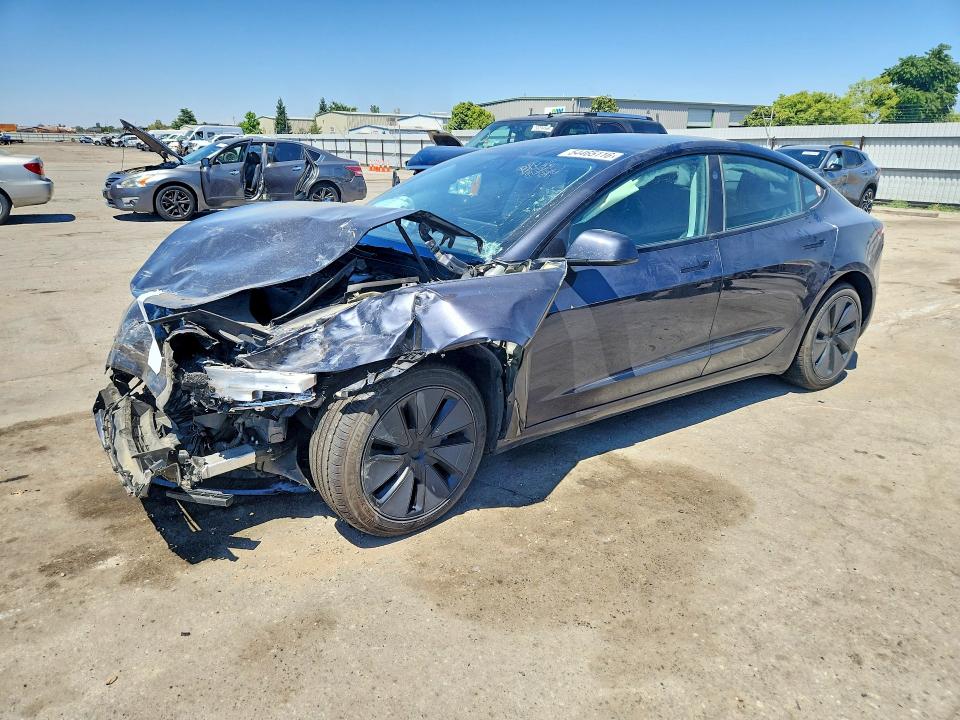 2024 Tesla Model 3 VIN 5YJ3E1EA7RF824727 COPART salvage auction — FRONT END, Ca - Salvage Certificate, sold $7,500 on 2026-08-28 (photo 1)