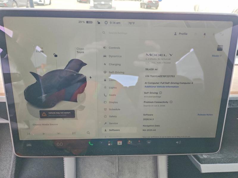 2025 Tesla Model y VIN 7SAYGAEE1SF221753 COPART salvage auction — FRONT END, Ca - Salvage Certificate, sold $9,300 on 2026-07-06 (photo 9)