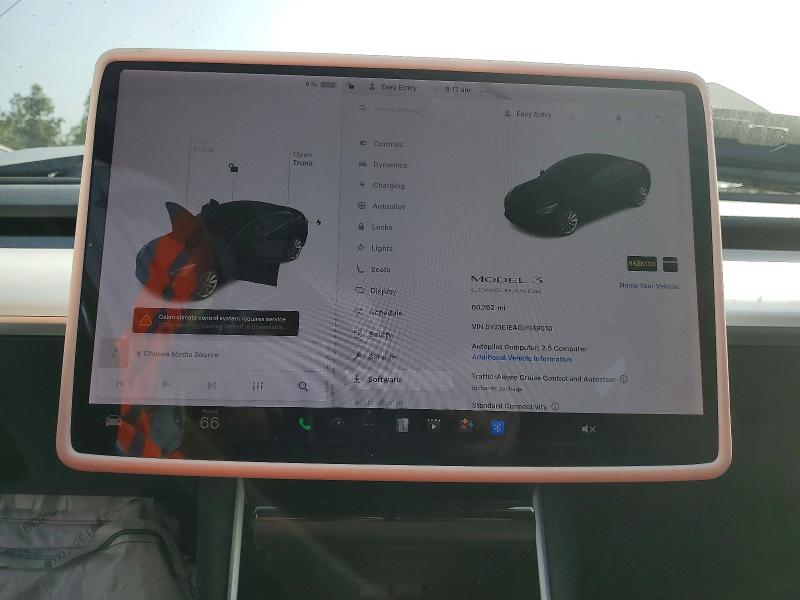 2018 Tesla Model 3 VIN 5YJ3E1EA0JF149310 COPART salvage auction — FRONT END, Ca - Salvage Certificate, sold $2,850 on 2026-07-30 (photo 9)