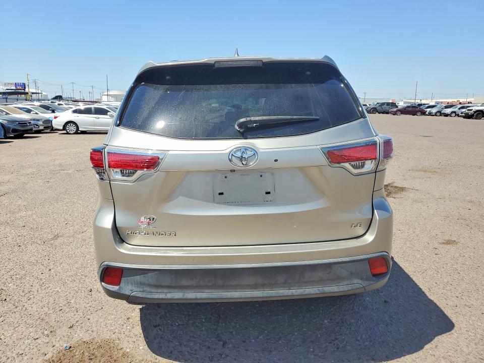 2015 Toyota Highlander VIN 5TDZKRFH8FS114790 COPART salvage auction — FRONT END, Az - Certificate Of Title (P), sold $2,700 on 2026-07-27 (photo 6)
