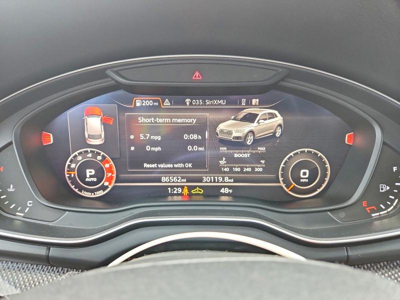 2018 Audi Sq5 VIN WA1C4AFY9J2138530 COPART salvage auction — FRONT END, Co - Public - Salvage Title, sold $9,800 on 2026-07-07 (photo 9)