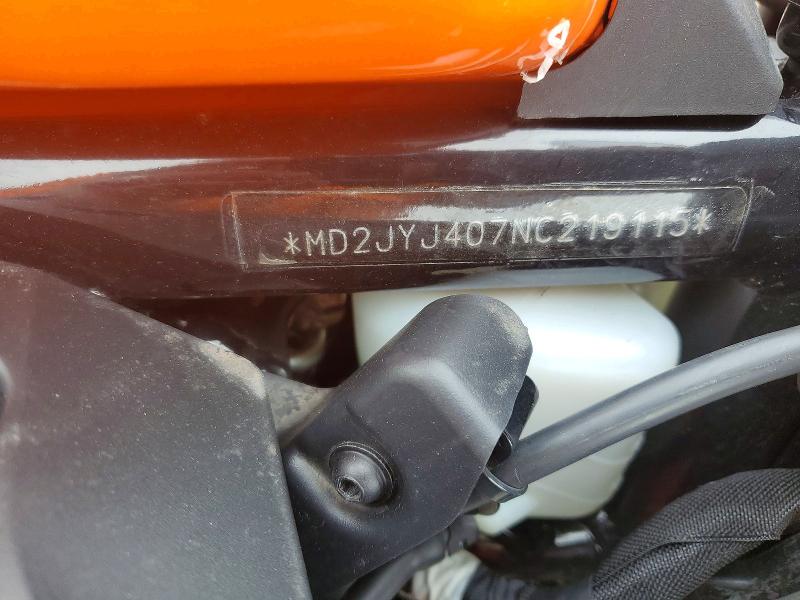 2022 Ktm 390 VIN MD2JYJ407NC219115 COPART salvage auction — VANDALISM, Wa - Bill Of Sale, sold $1,400 on 2026-07-09 (photo 9)