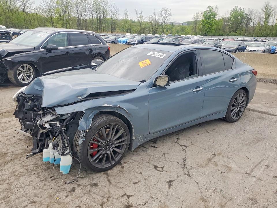 2021 Infiniti Q50 VIN JN1FV7DR1MM880057 COPART salvage auction — FRONT END, Ny - Mv-907A Salvage Certificate, sold $6,500 on 2026-07-14 (photo 1)