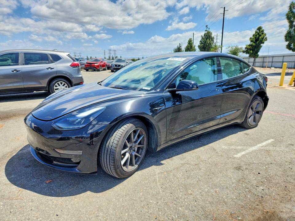 2023 Tesla Model 3 VIN 5YJ3E1EAXPF581783 COPART salvage auction — REAR END, CA - SALVAGE CERTIFICATE, sold $8,200 on 2026-07-21 (photo 1)