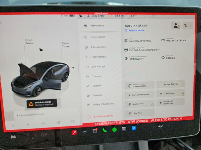 2023 Tesla VIN 5YJ3E1EA3PF711175 COPART salvage auction — REAR END, Va - Cert Of Title - Salvage, sold $7,000 on 2026-07-22 (photo 9)