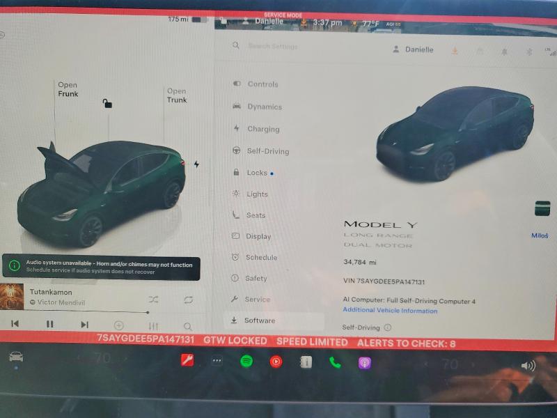 2023 Tesla Model y VIN 7SAYGDEE5PA147131 COPART salvage auction — REAR END, Ca - Salvage Certificate, sold $10,800 on 2026-07-28 (photo 9)