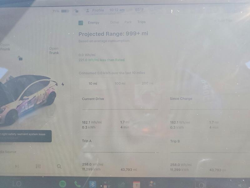 2023 Tesla Model 3 VIN 5YJ3E1EA9PF707938 COPART salvage auction — SIDE, Nv - Salvage Title, sold $4,050 on 2026-07-23 (photo 9)