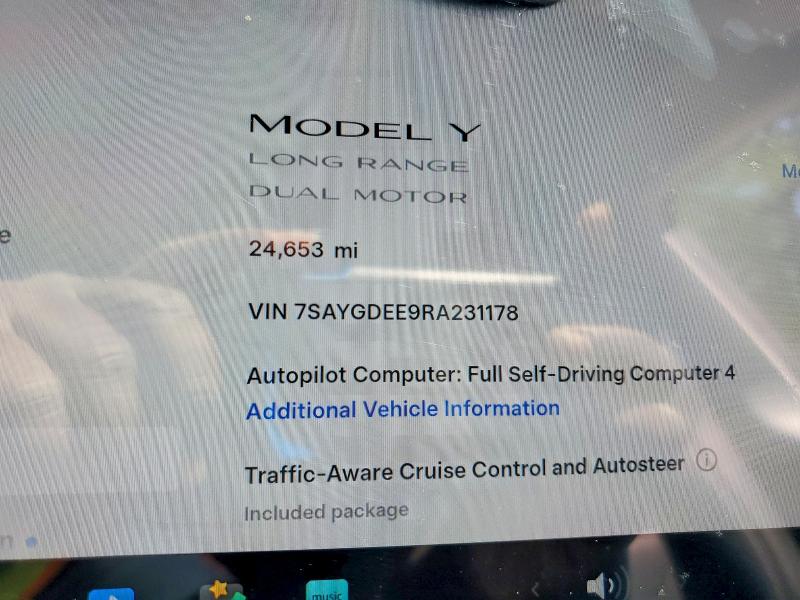 2024 Tesla Model y VIN 7SAYGDEE9RA231178 COPART salvage auction — REAR END, Ga - Cert Of Title-Salvage, sold $13,300 on 2026-07-28 (photo 9)