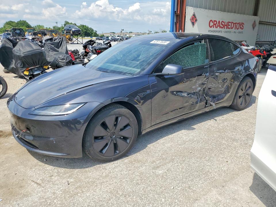 2024 Tesla Model 3 VIN 5YJ3E1EA1RF758160 COPART salvage auction — SIDE, Fl - Cert Of Title Slvg Rebuildable, sold $11,800 on 2026-07-17 (photo 1)