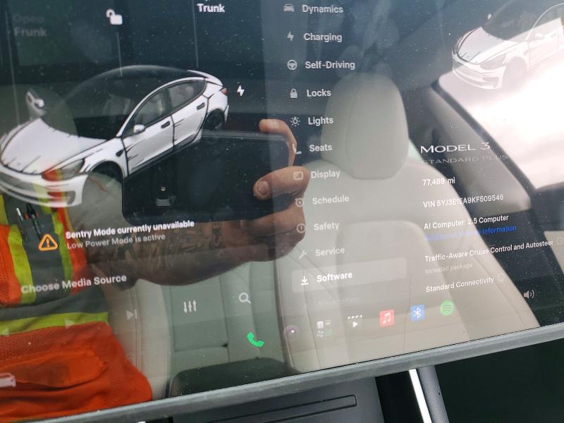 2019 Tesla Model 3 VIN 5YJ3E1EA9KF509546 COPART salvage auction — SIDE, CA - SALVAGE CERTIFICATE, sold $4,400 on 2026-07-16 (photo 9)