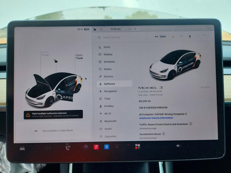 2020 Tesla Model 3 VIN 5YJ3E1EB2LF665339 COPART salvage auction — FRONT END, Al - Cert Of Title-Salvage Title, sold $4,550 on 2026-07-29 (photo 9)